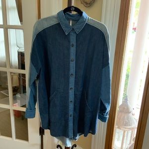 Free People oversized button front denim shirt